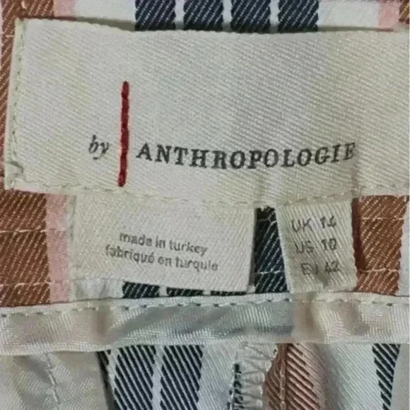 By-Anthropology Low Rise Blue/Burnt Orange Striped Flare Pants Women’s‎ Sz 10 - Picture 3 of 9